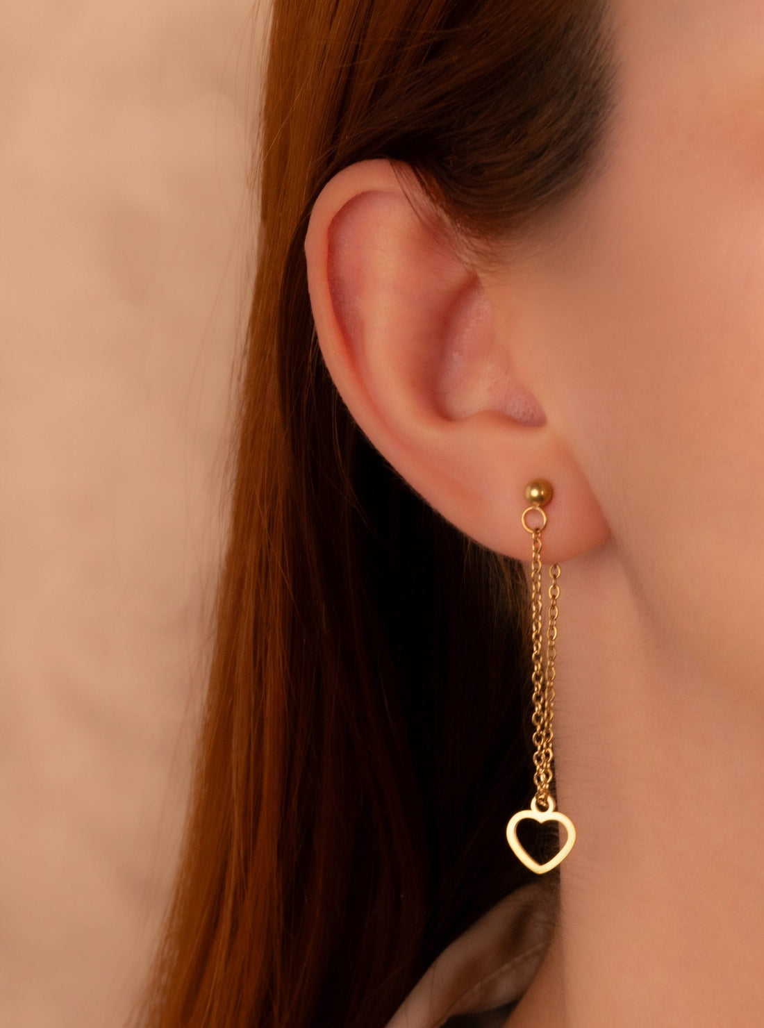 Aretes Corazones Cadenas Dorados Ref: B1944