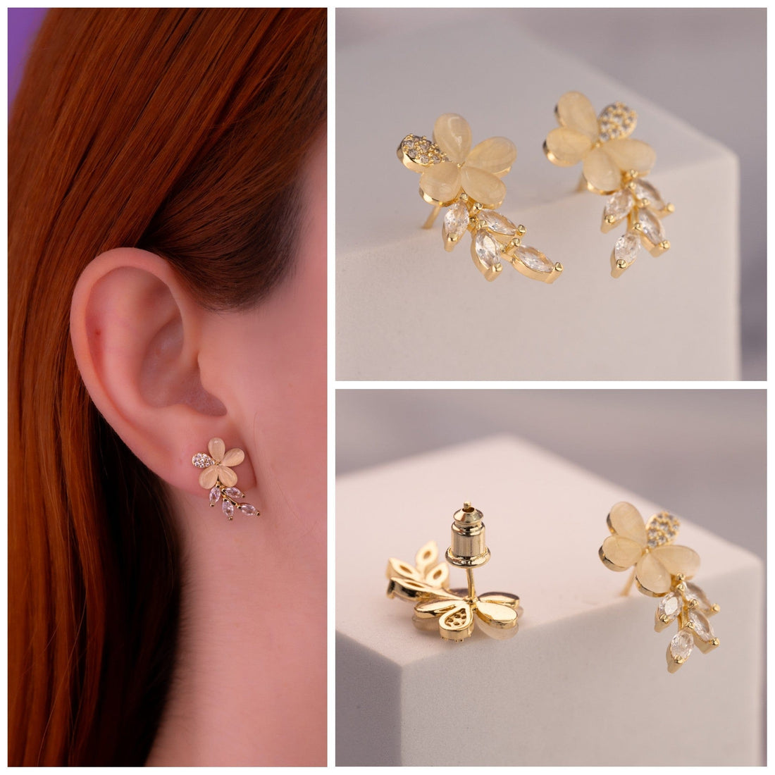 Aretes Azalea Dorados Ref: B1259