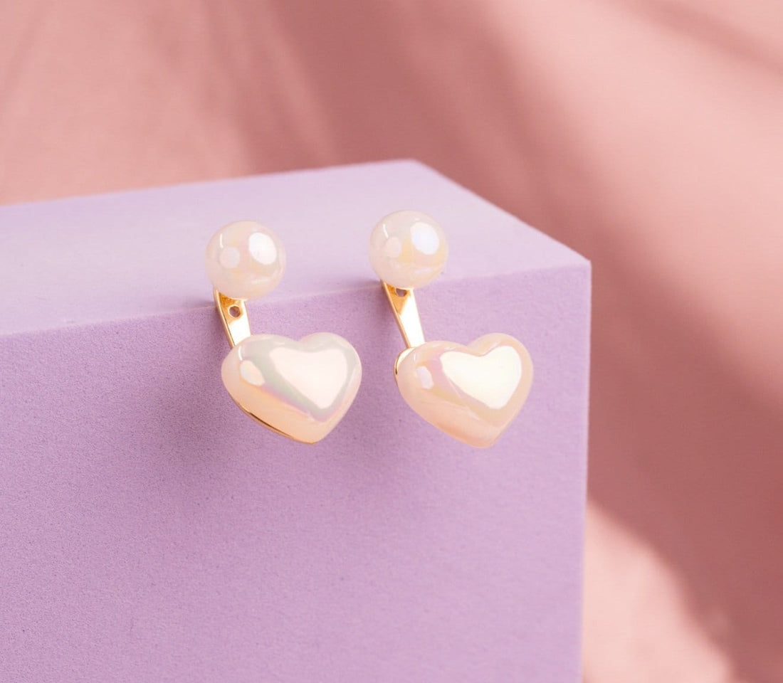 Aretes Corazones Perlados Ref: B125
