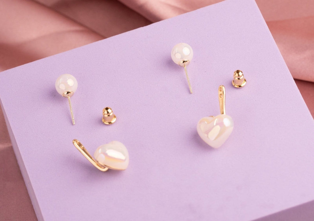 Aretes Corazones Perlados Ref: B125