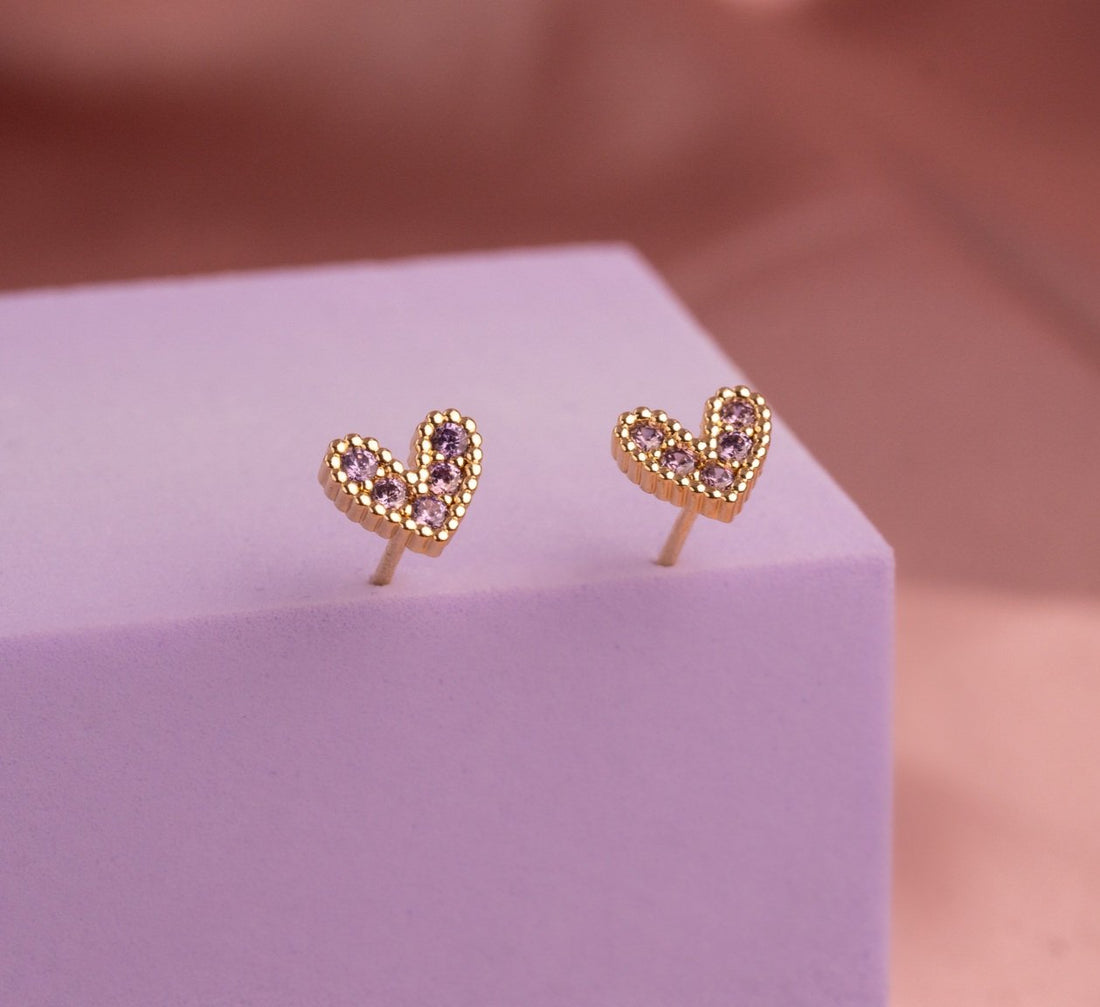 Topitos Corazones Ágata Lilas Ref: L874