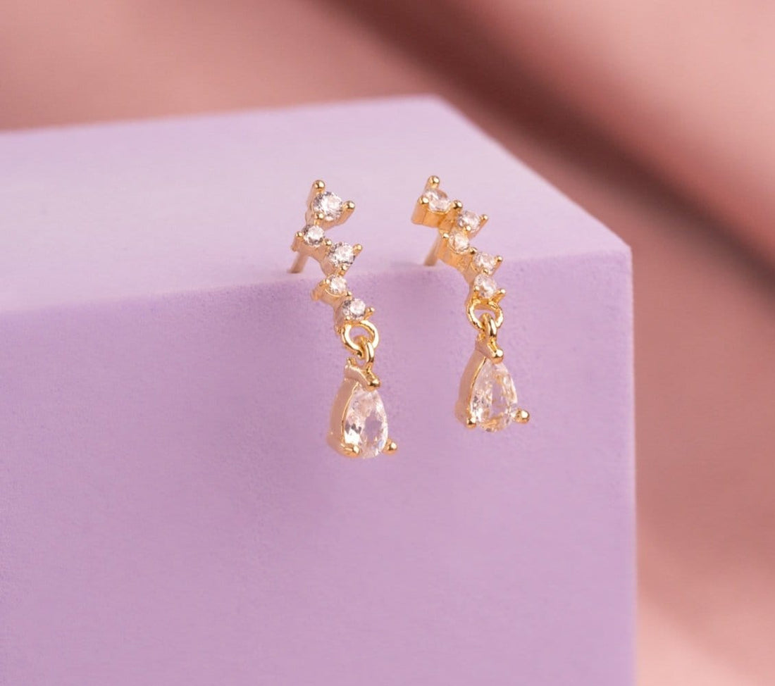 Aretes Cristal Dorados Ref: B342