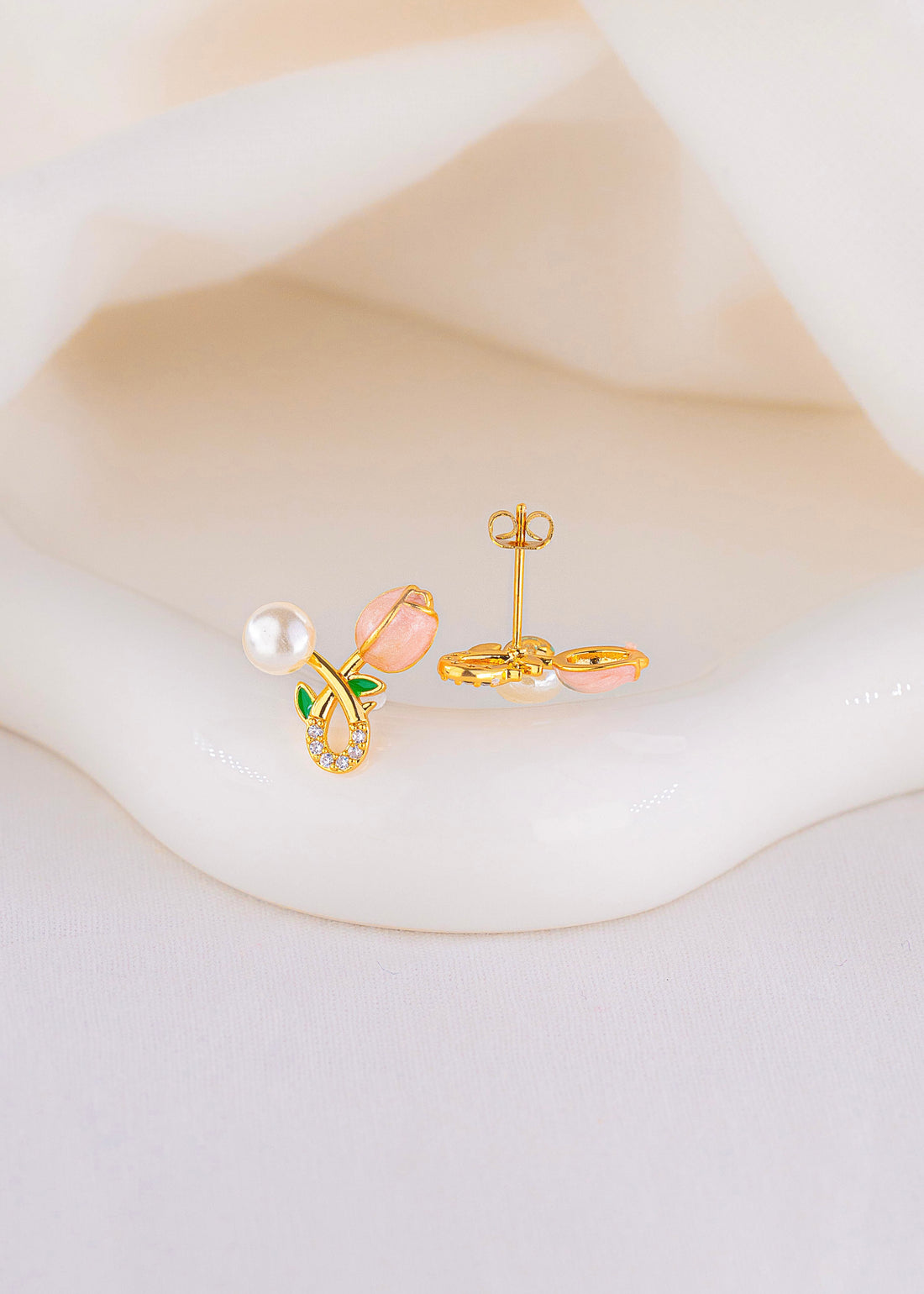Aretes Tulipanes Perlas