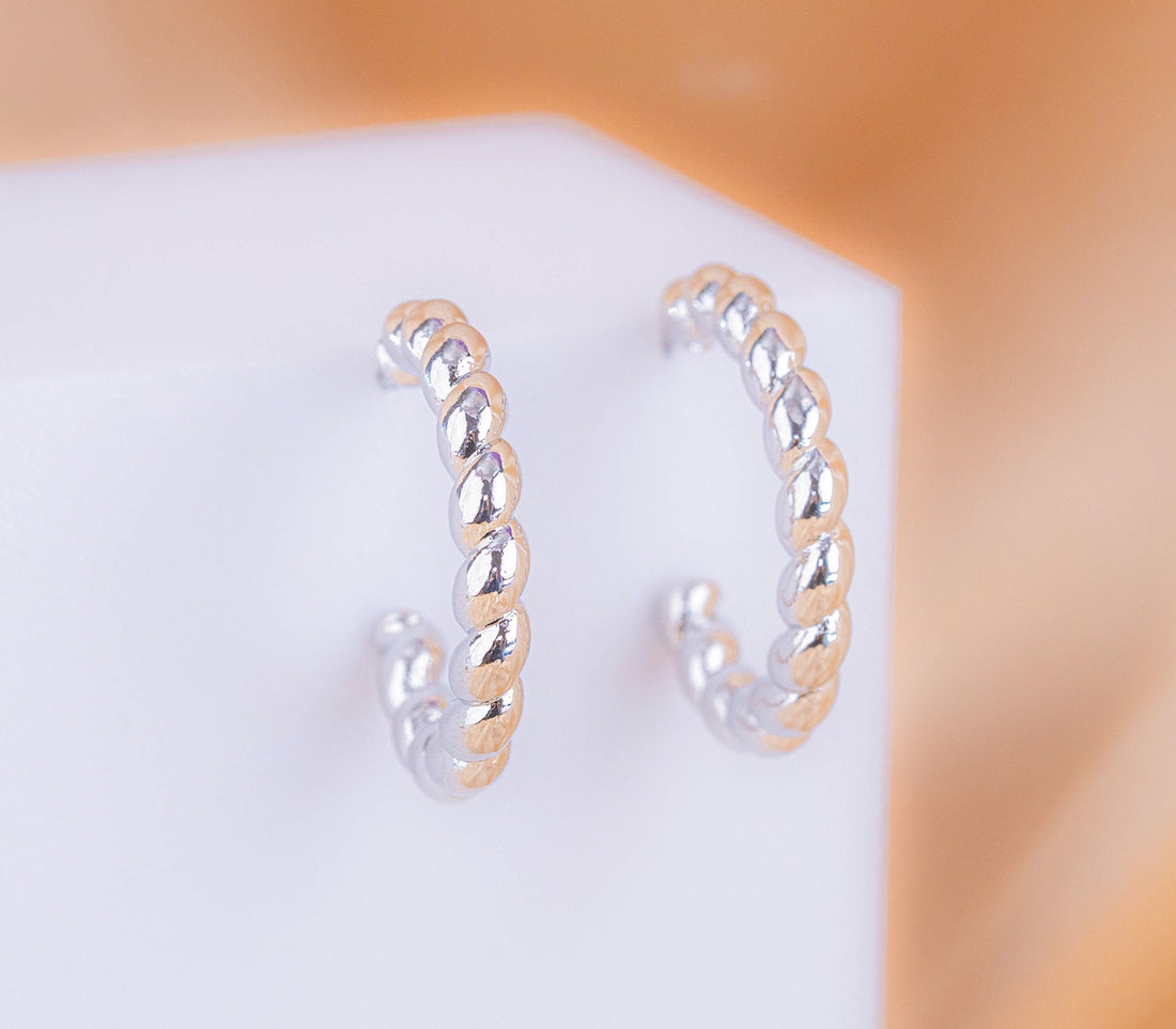 Candongas Trenzadas Plateadas Ref:B2643