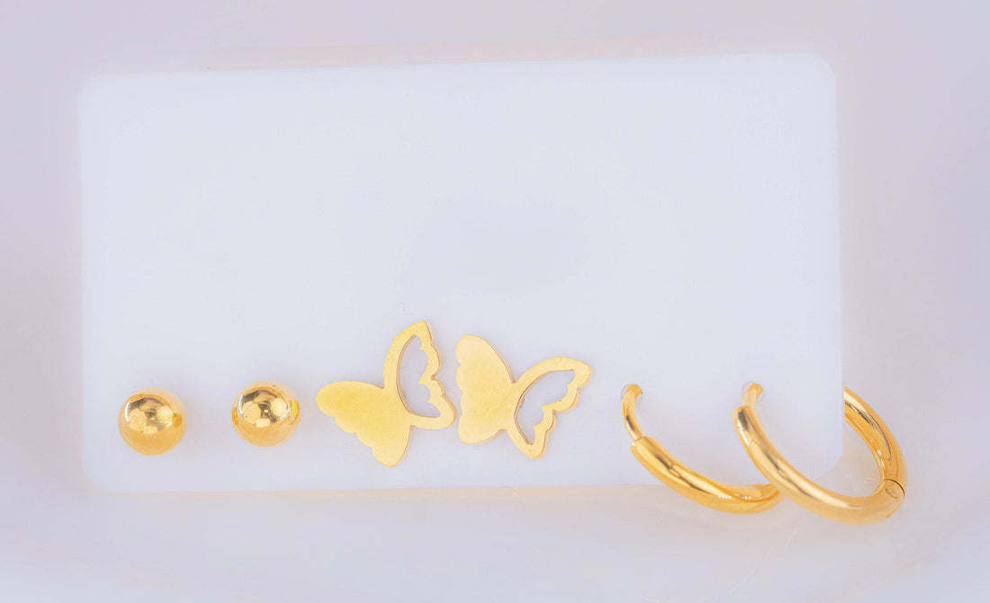Set Aretes Mariposas Balines Ref:K611