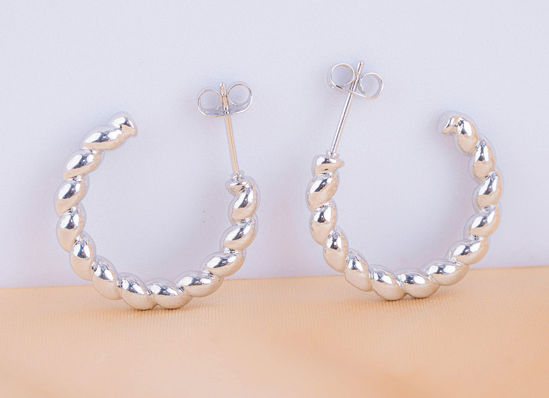 Candongas Trenzadas Plateadas Ref:B2643