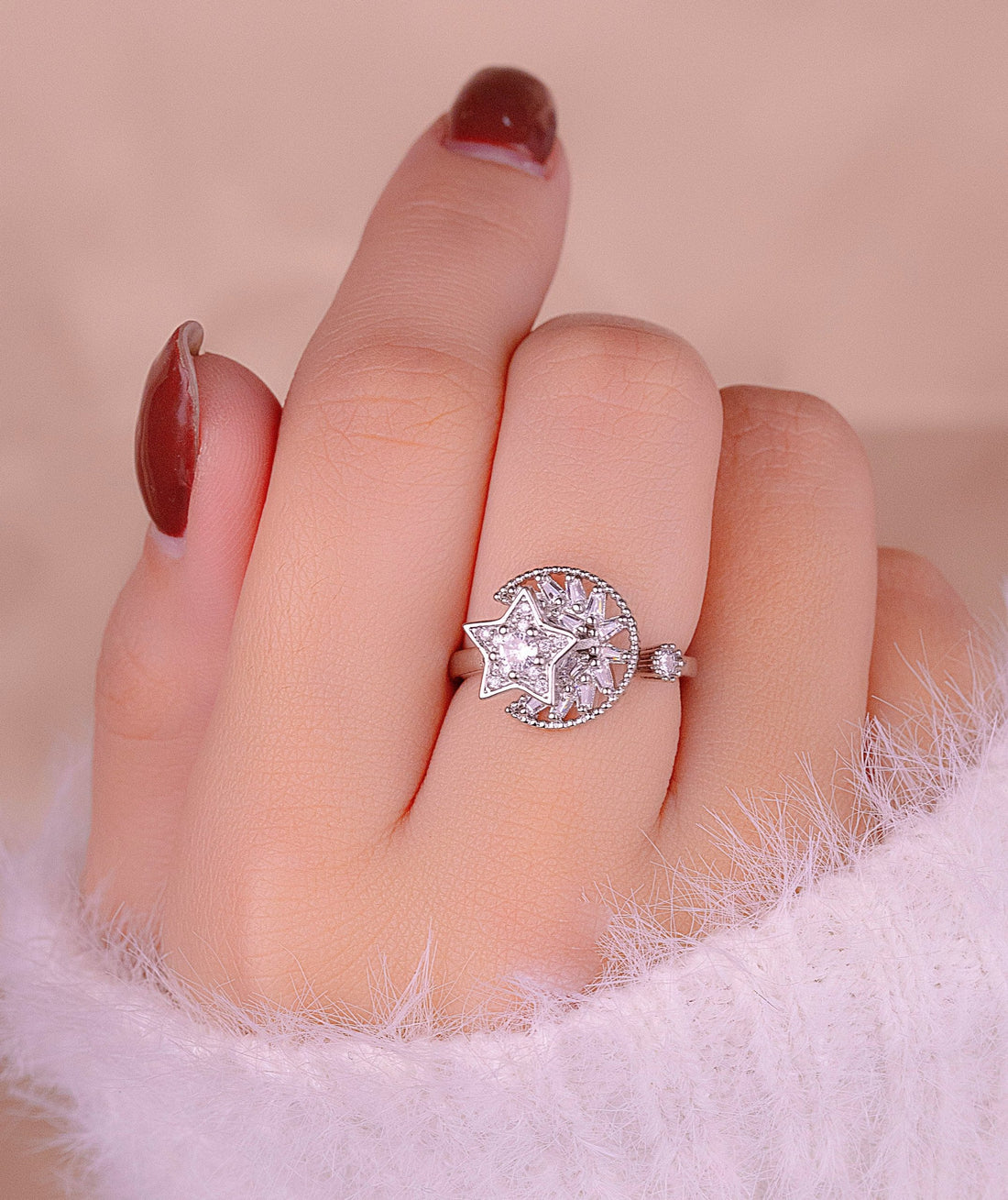 Anillo Ansiedad Luna Plateado Ref: A943