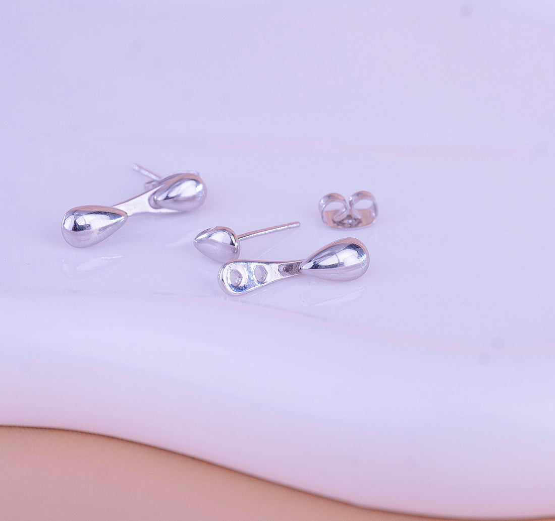 Aretes Gotas Plateados  Ref: B1506