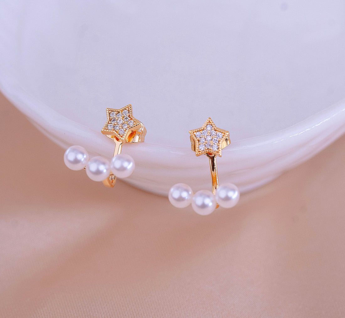 Aretes Estrellas Perlas Ref: B1568