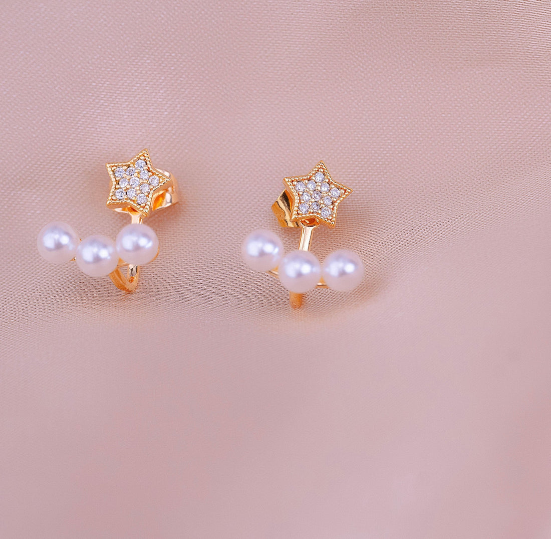 Aretes Estrellas Perlas Ref: B1568