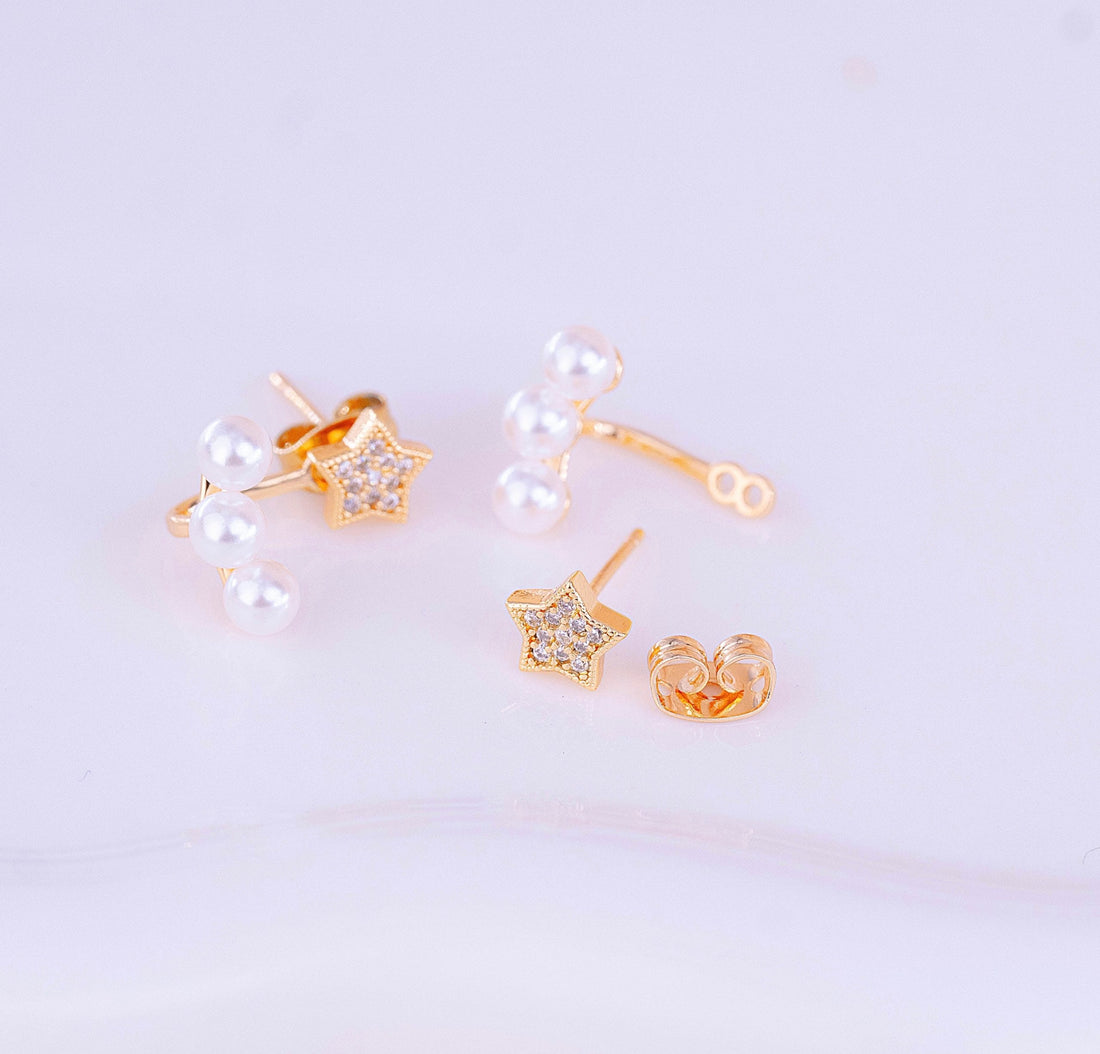 Aretes Estrellas Perlas Ref: B1568