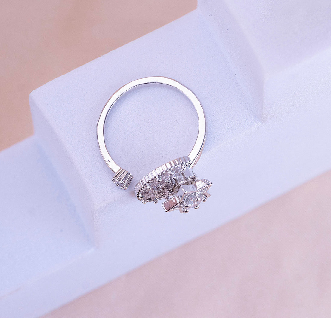 Anillo Ansiedad Luna Plateado Ref: A943