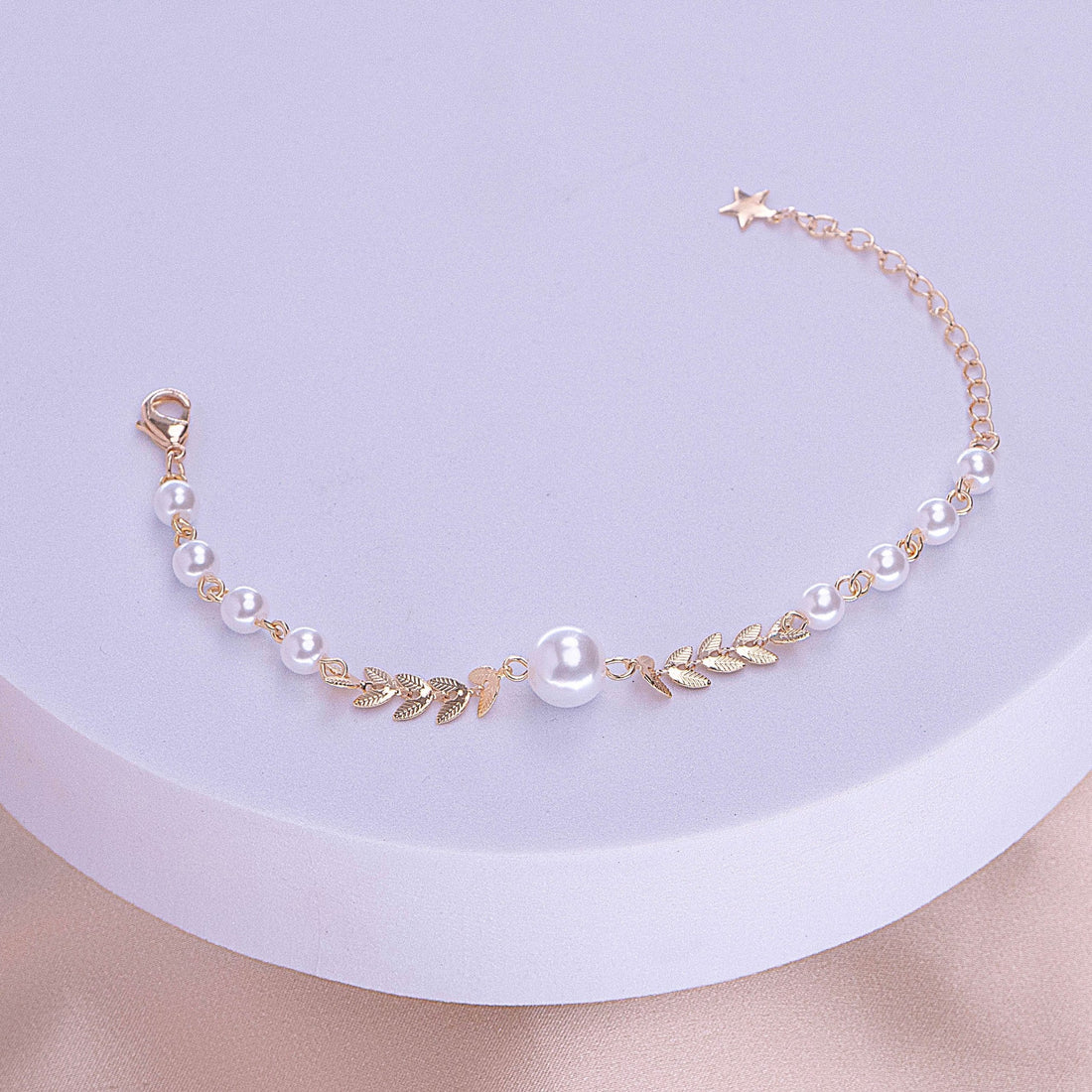 Pulsera Espigas Perlas Dorada Ref: I153