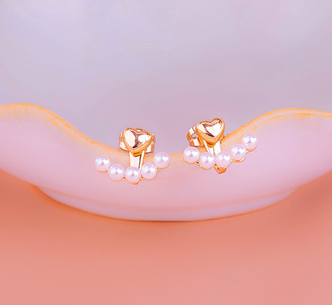 Aretes Perlas Corazones Ref: B1098