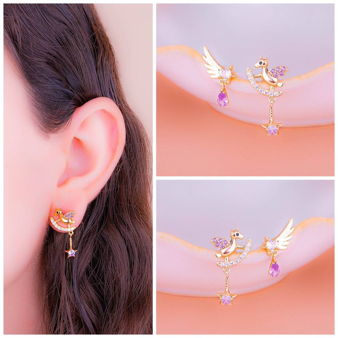 Aretes Unicornio Estrellas Ref: B1786