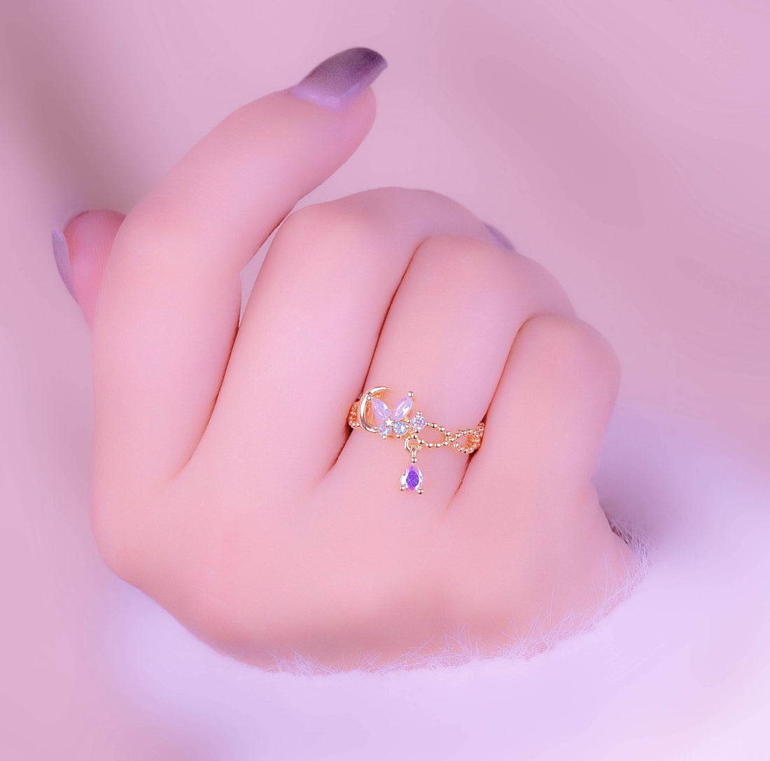 Anillo Luna Mariposa Dorado Ref: A1123