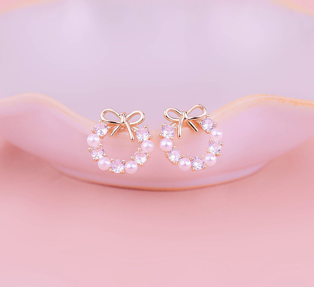 Aretes Perlas Moños Ref:B089