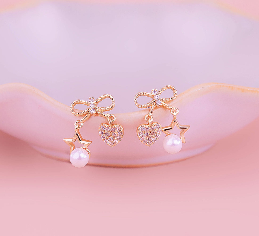 Aretes Moño Corazón Ref: B866