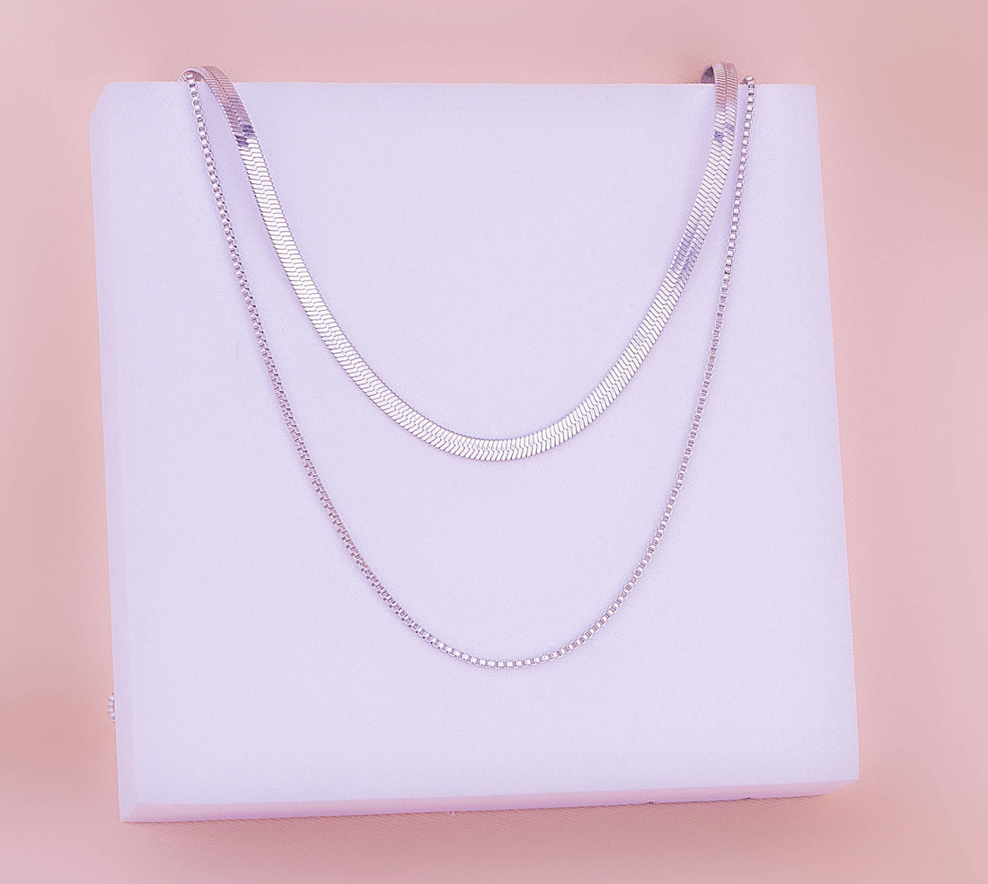 Collar Doble Plateado Ref: D207