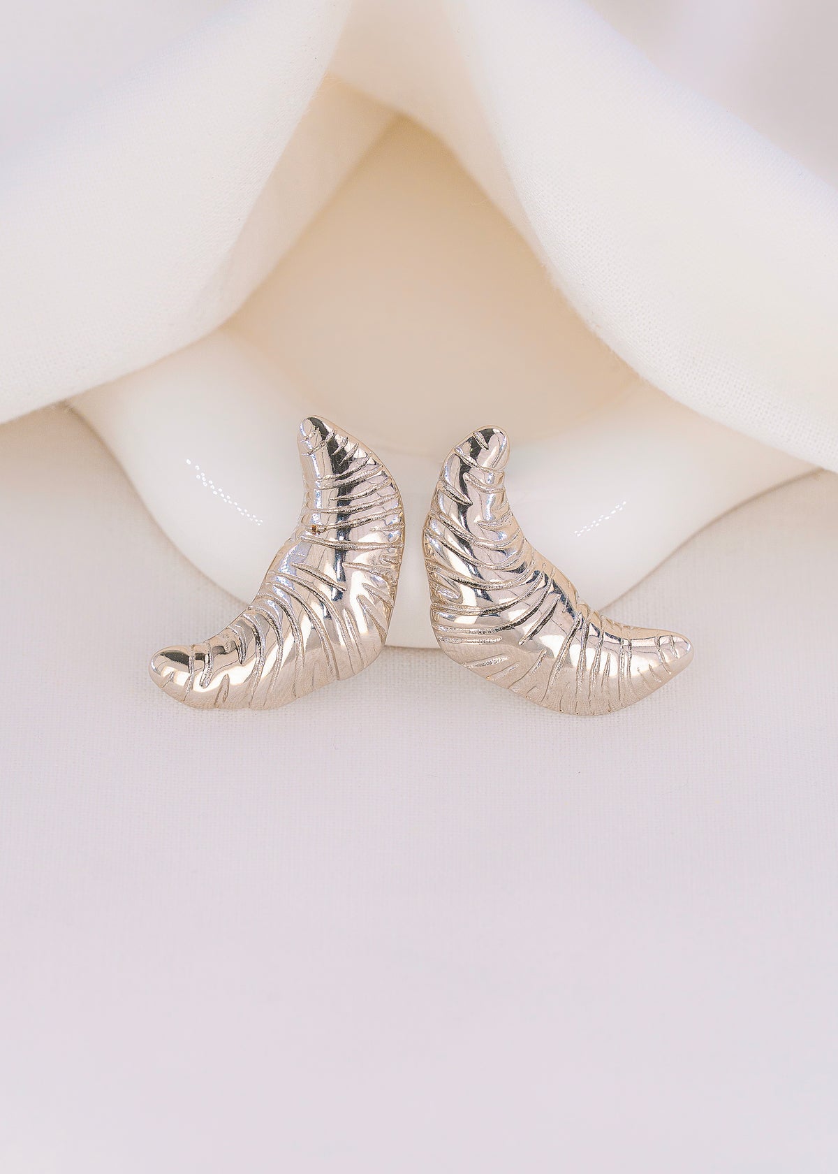 Aretes Croissant Plateados