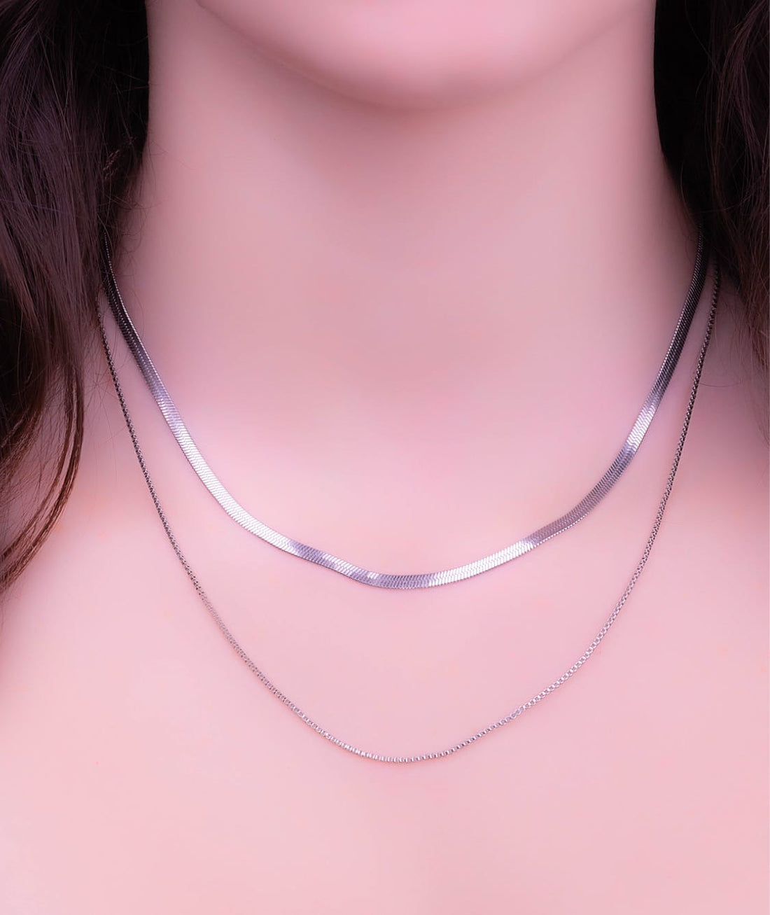 Collar Doble Plateado Ref: D207