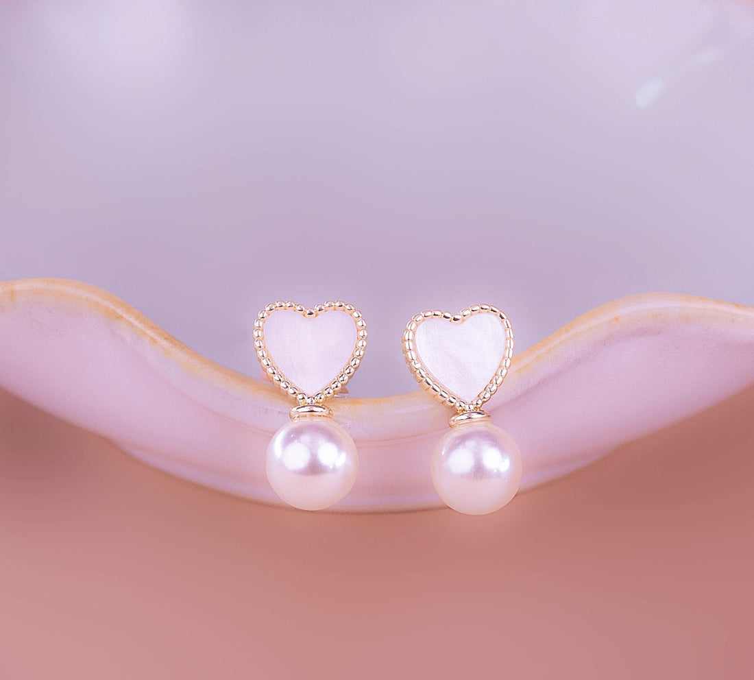Aretes Corazón Perlas Ref: B1525