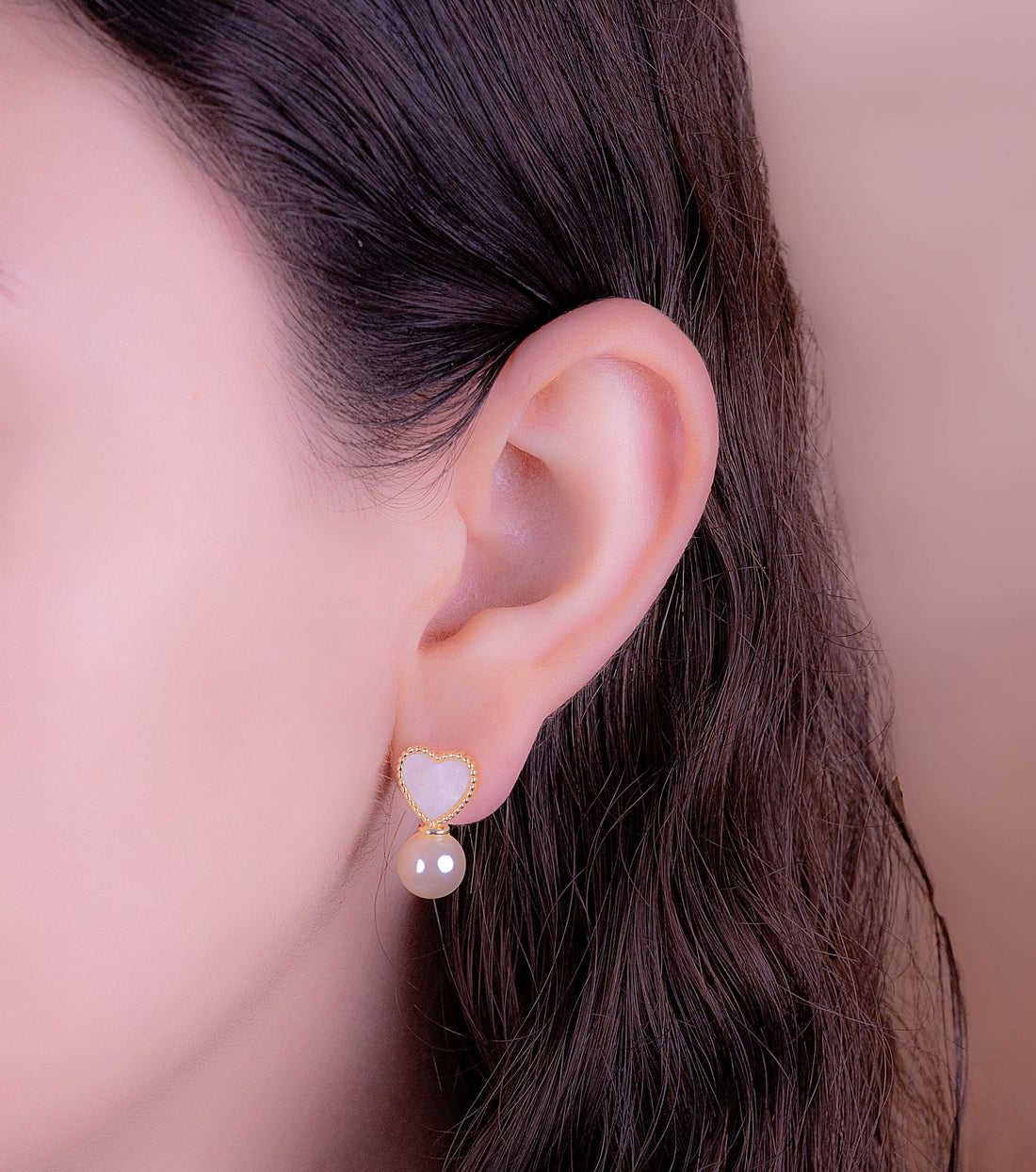 Aretes Corazón Perlas Ref: B1525