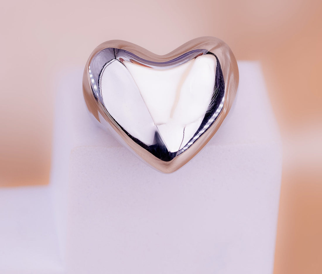 Anillo Corazón Liso Plateado Talla 7 Ref: A2101