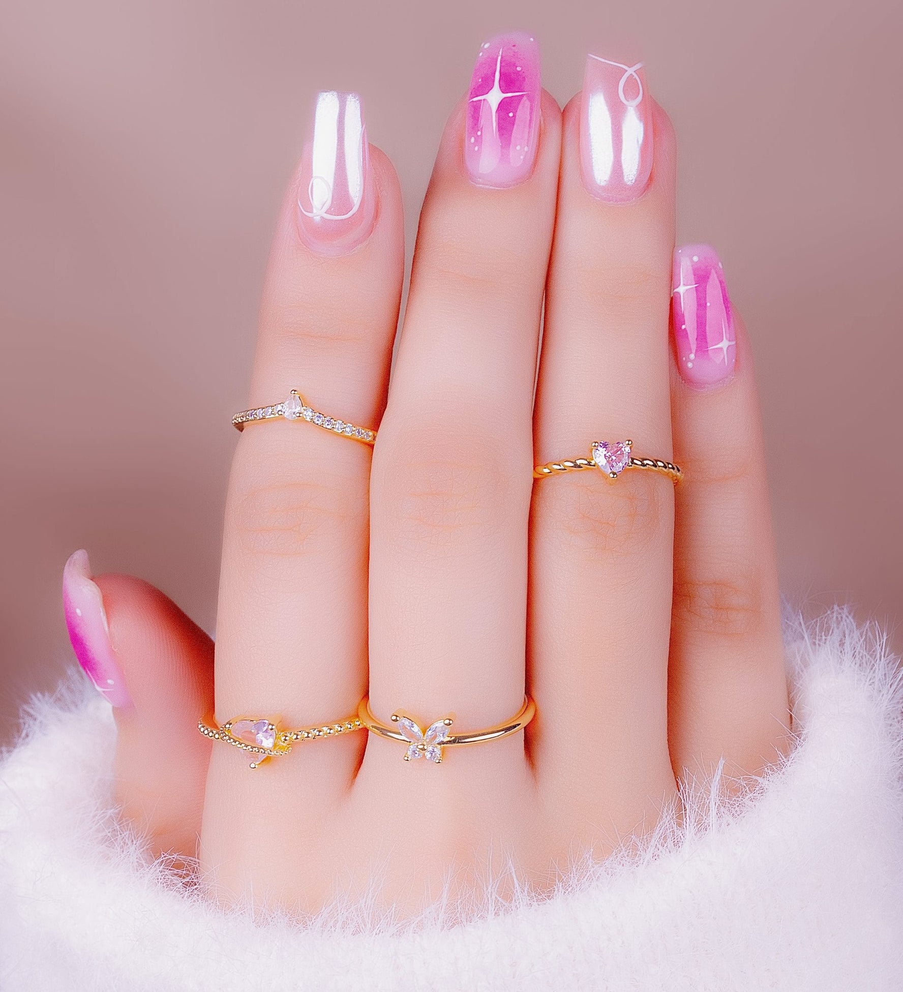 Set X 4 Anillos Magia Rosa Ref: J669