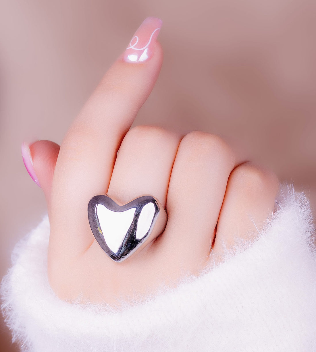 Anillo Corazón Liso Plateado Talla 7 Ref: A2101