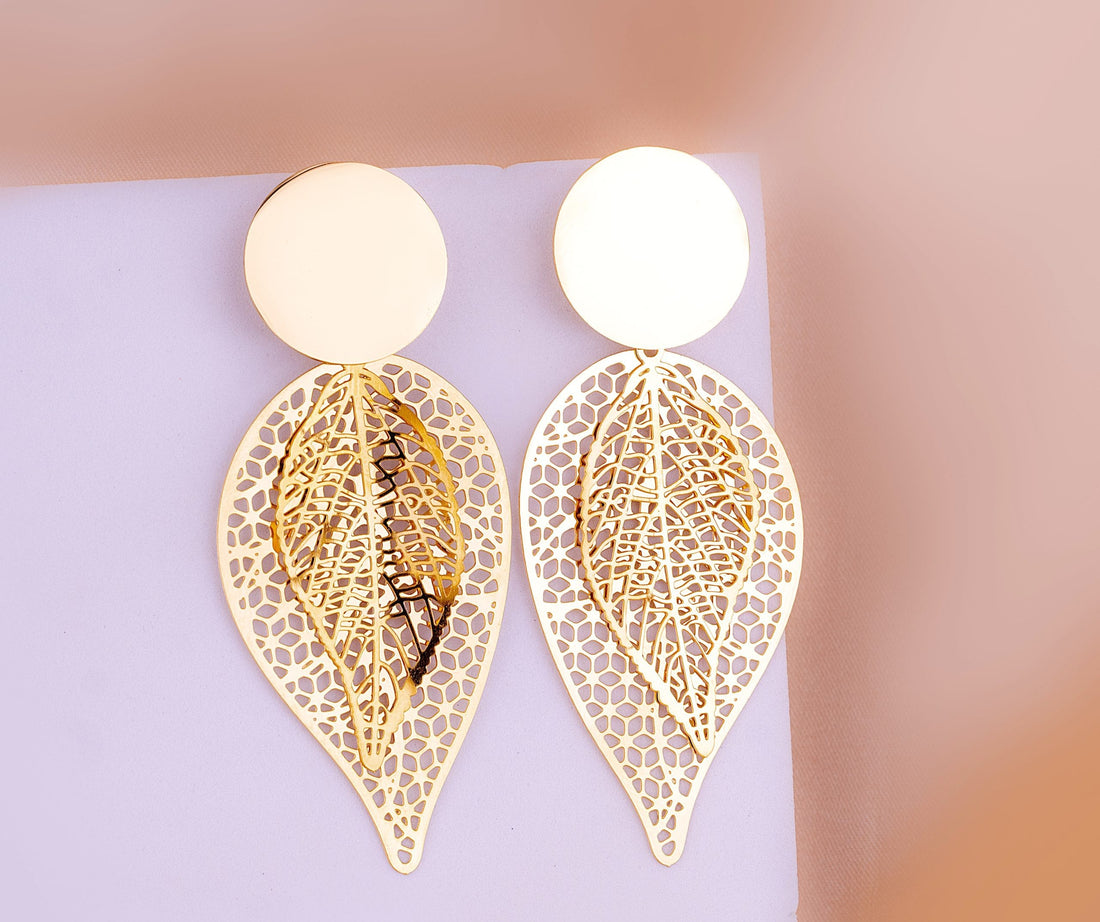 Aretes Hojas Dorados Ref: B1846