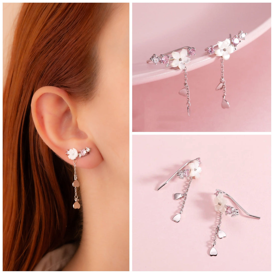 Aretes Petunia Plateados Ref: B1906