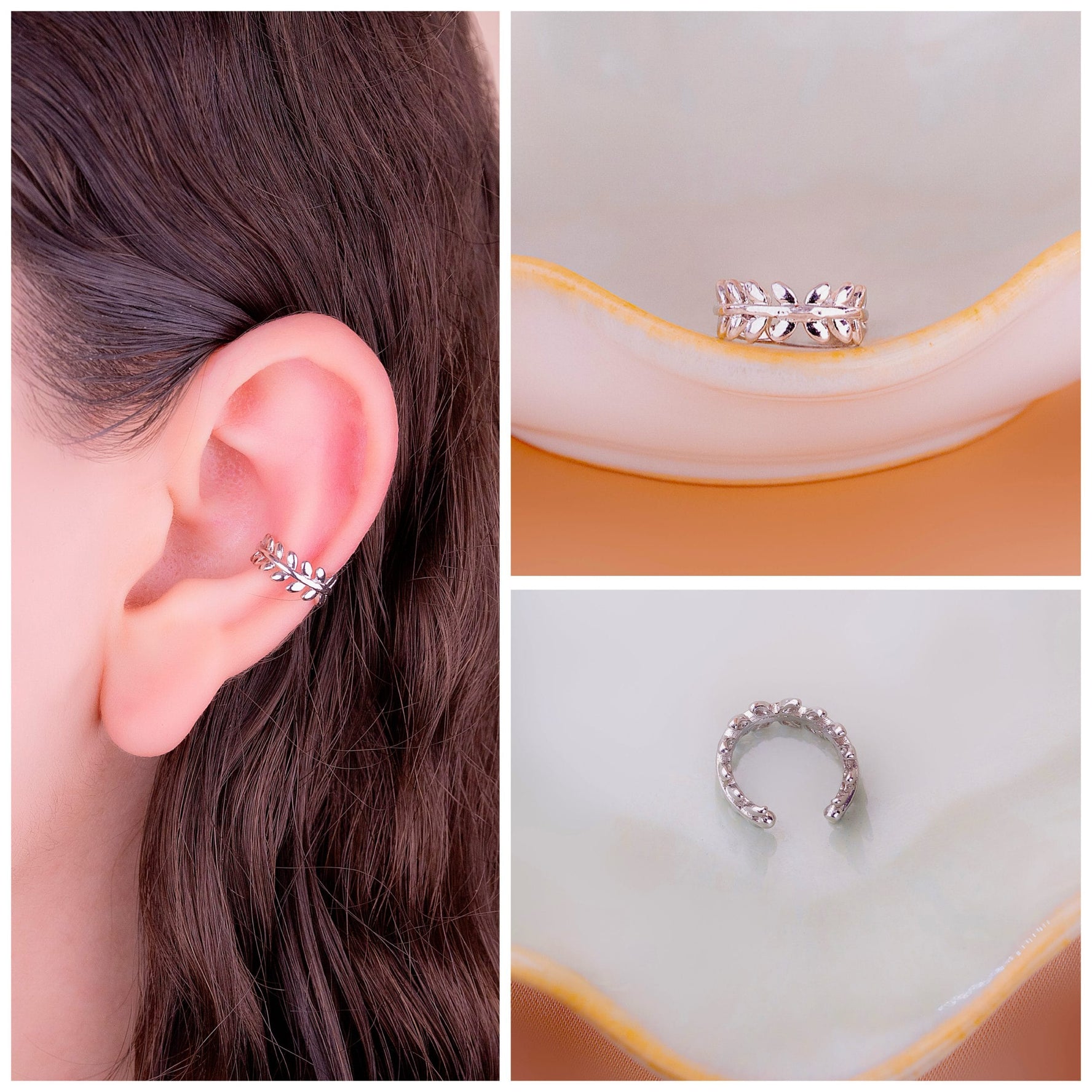 Ear Cuff Espigas Plateado Ref: E745