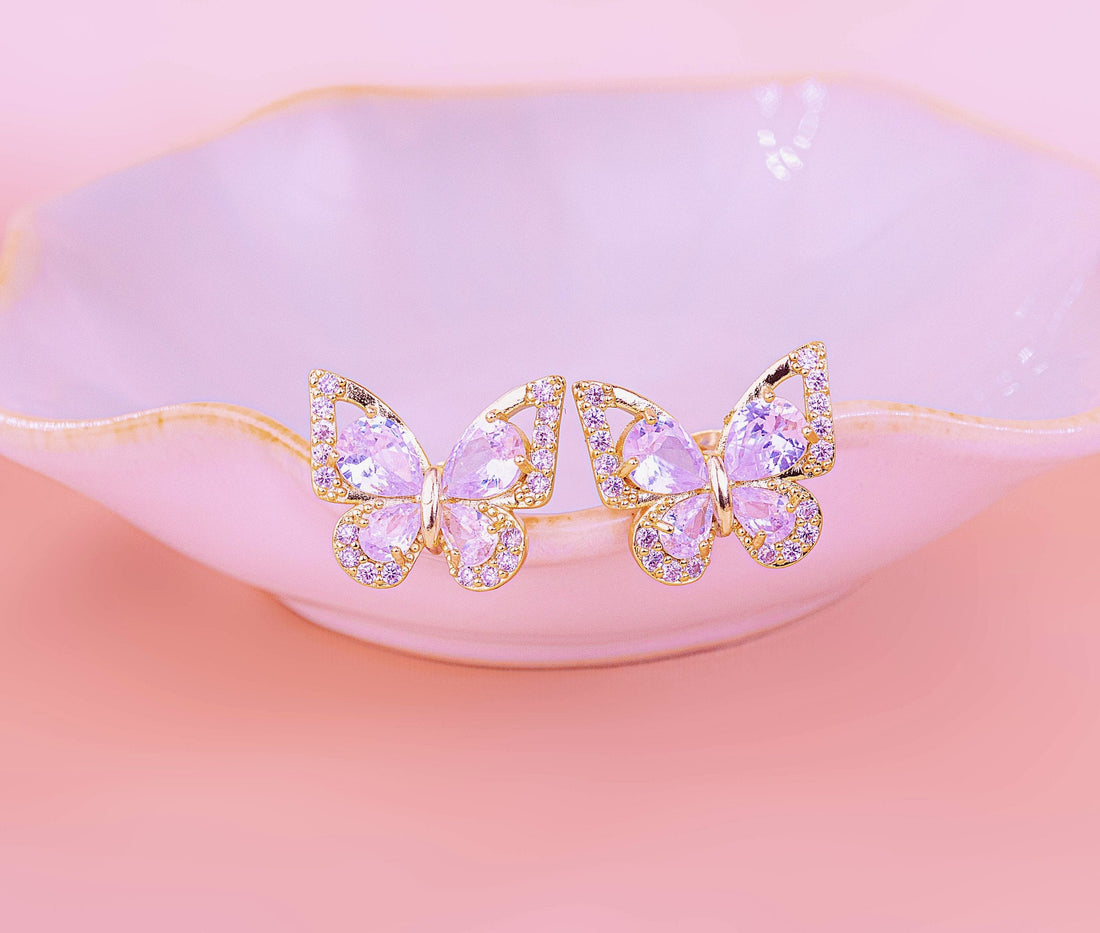 Aretes Mariposas Cristal Ref: L935