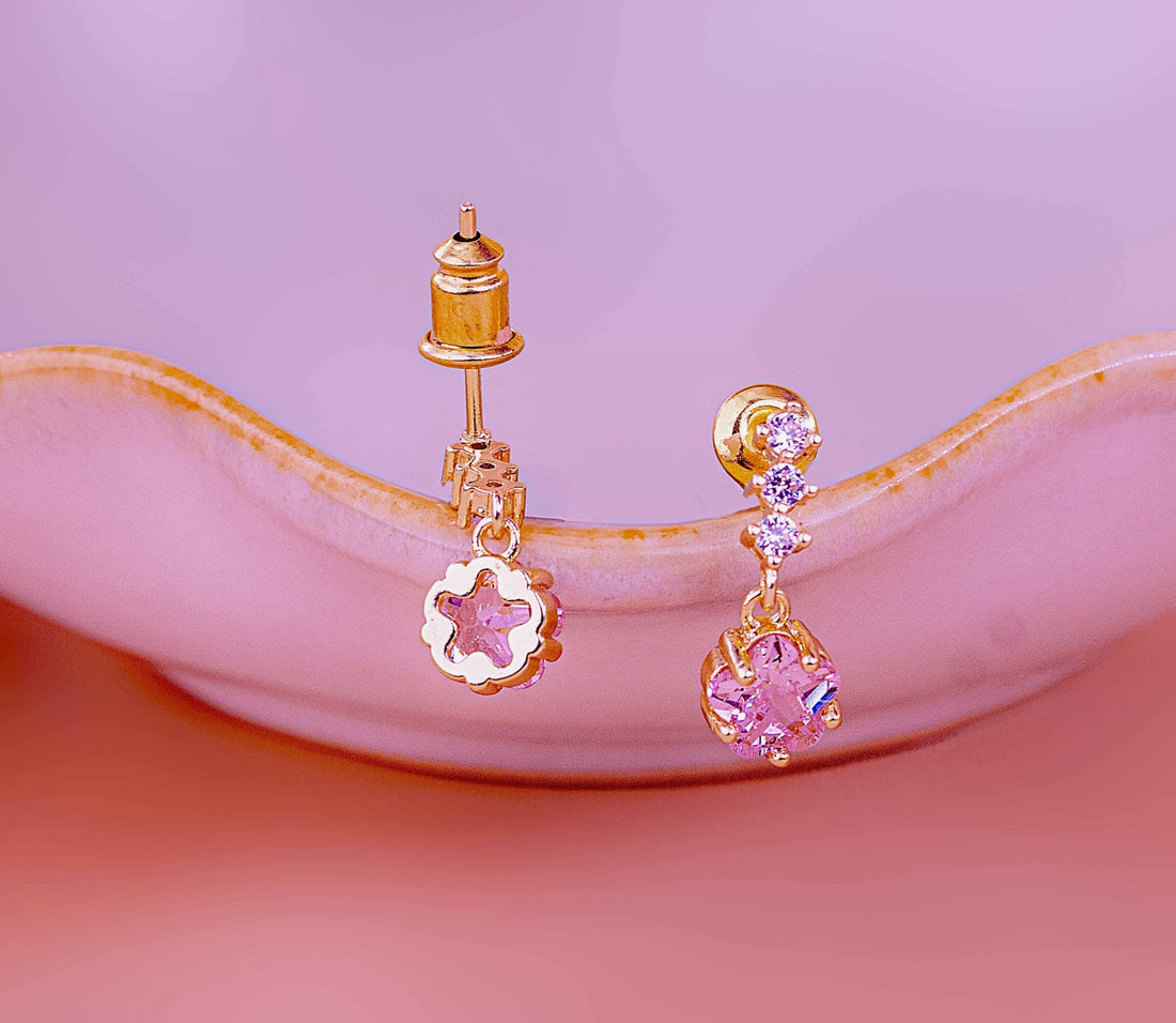 Aretes Estrellas Circones Rosa Ref: B2024