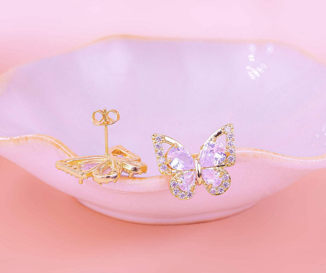Aretes Mariposas Cristal Ref: L935