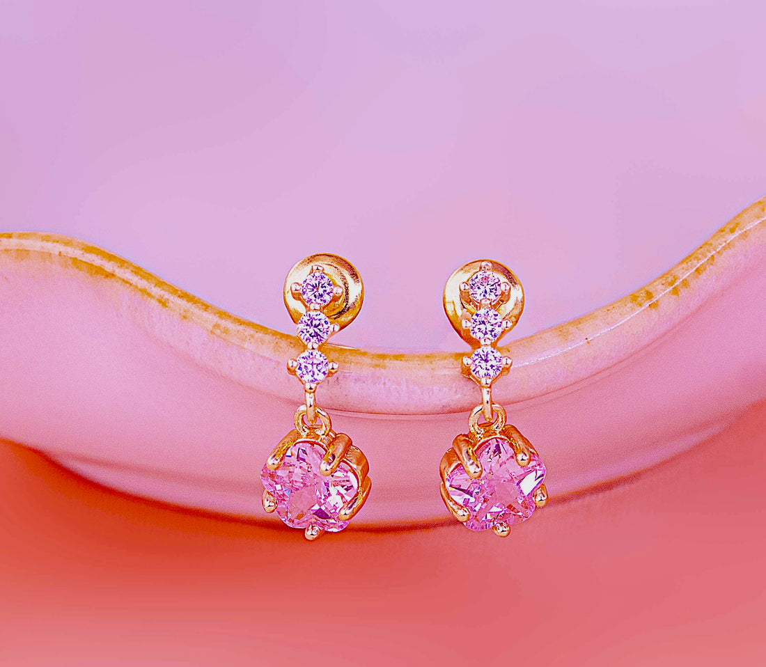 Aretes Estrellas Circones Rosa Ref: B2024
