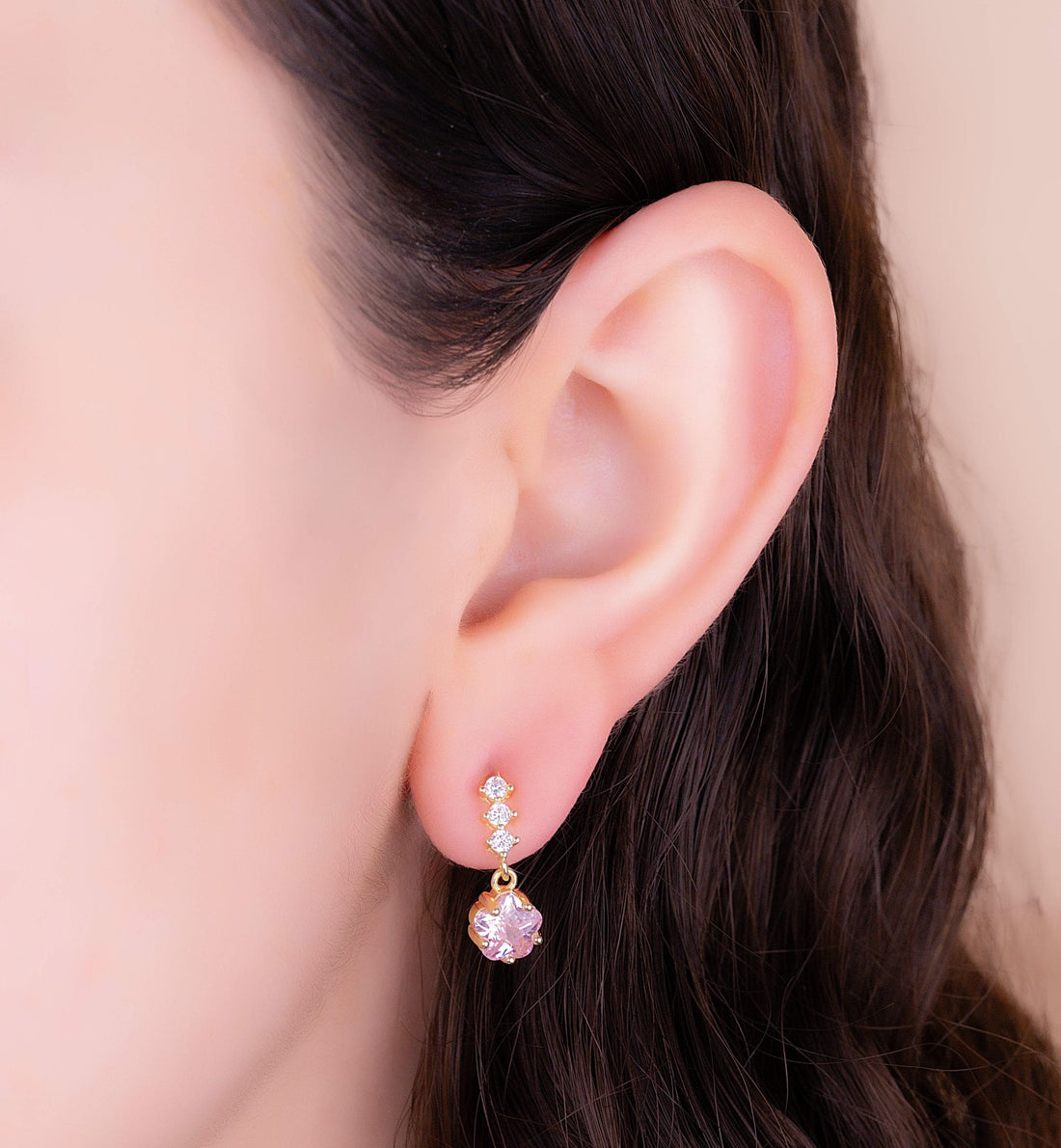 Aretes Estrellas Circones Rosa Ref: B2024