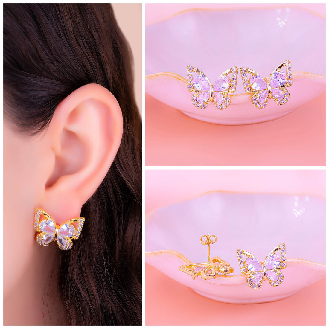 Aretes Mariposas Cristal Ref: L935