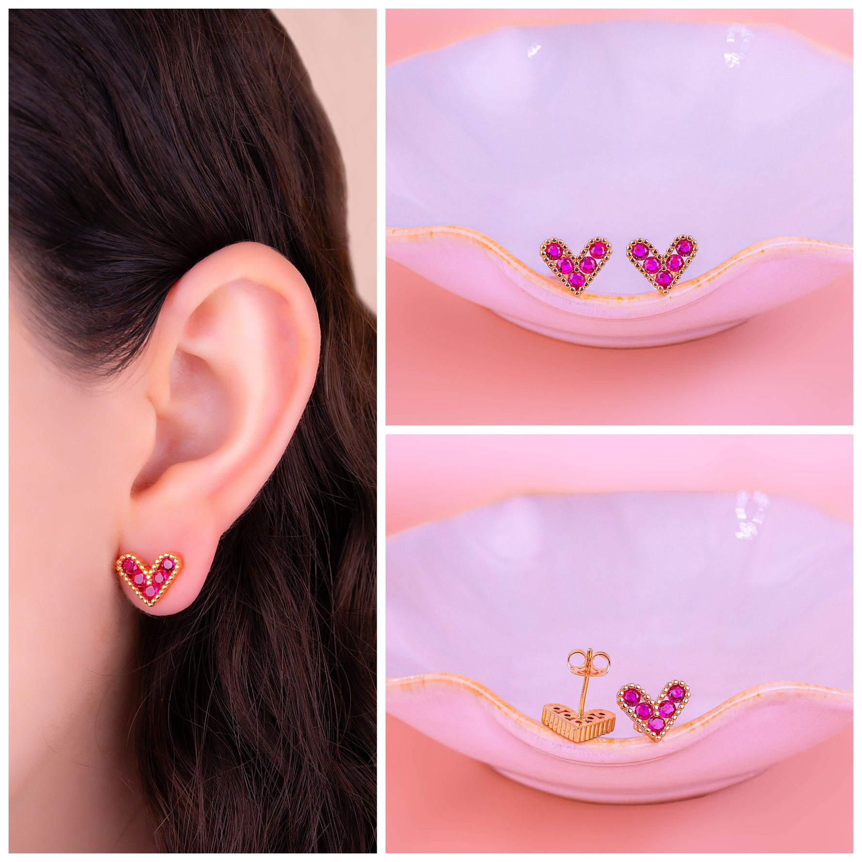 Topos Corazón Ágatha Fucsia Ref: L656