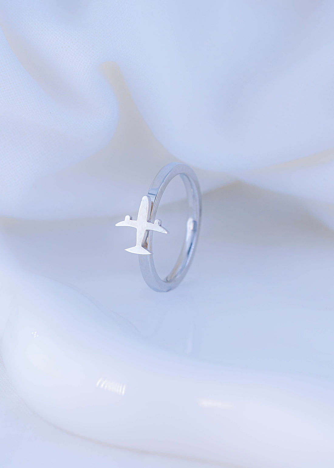 Anillo Avión Plateado Talla 7