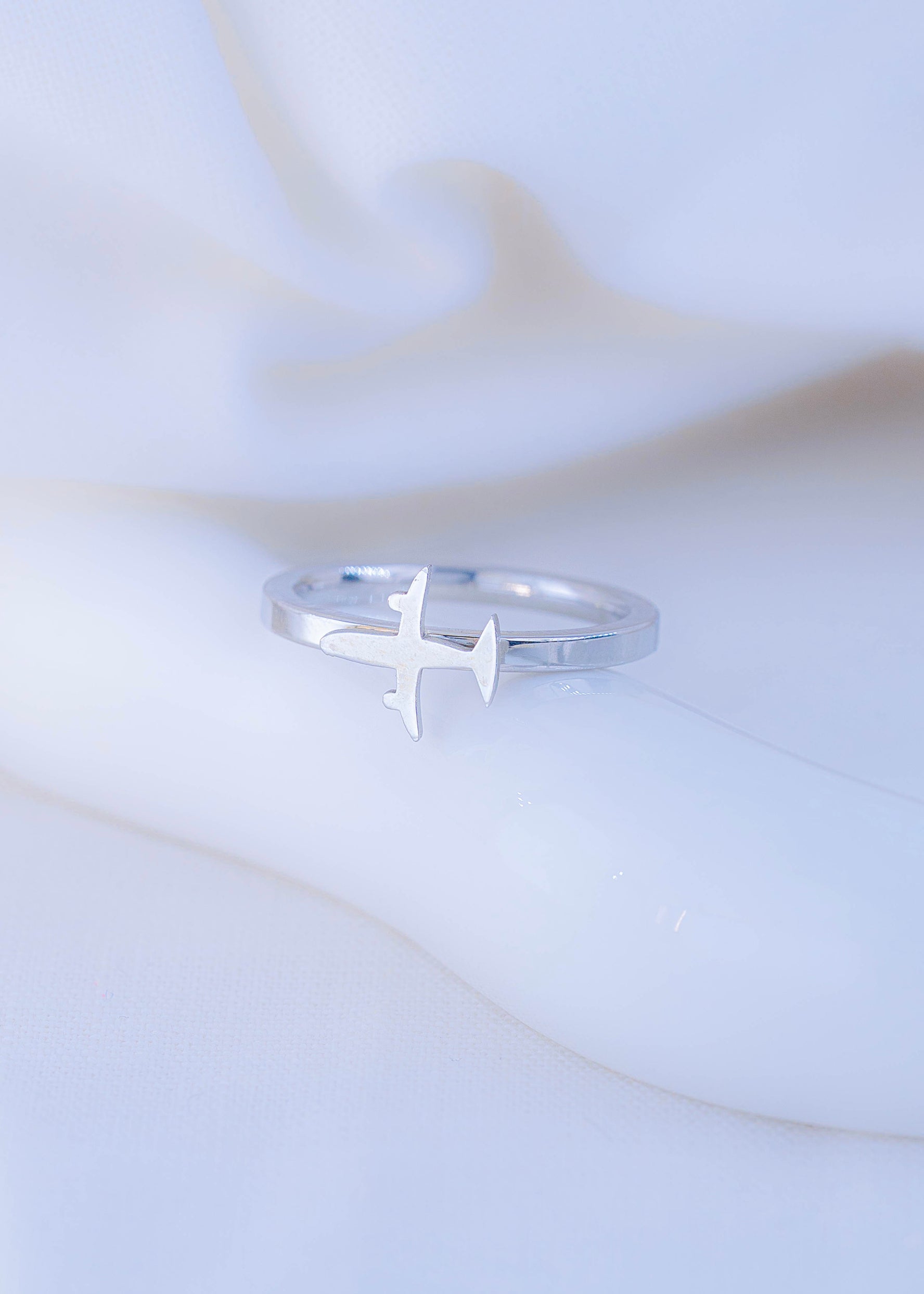 Anillo Avión Plateado Talla 7