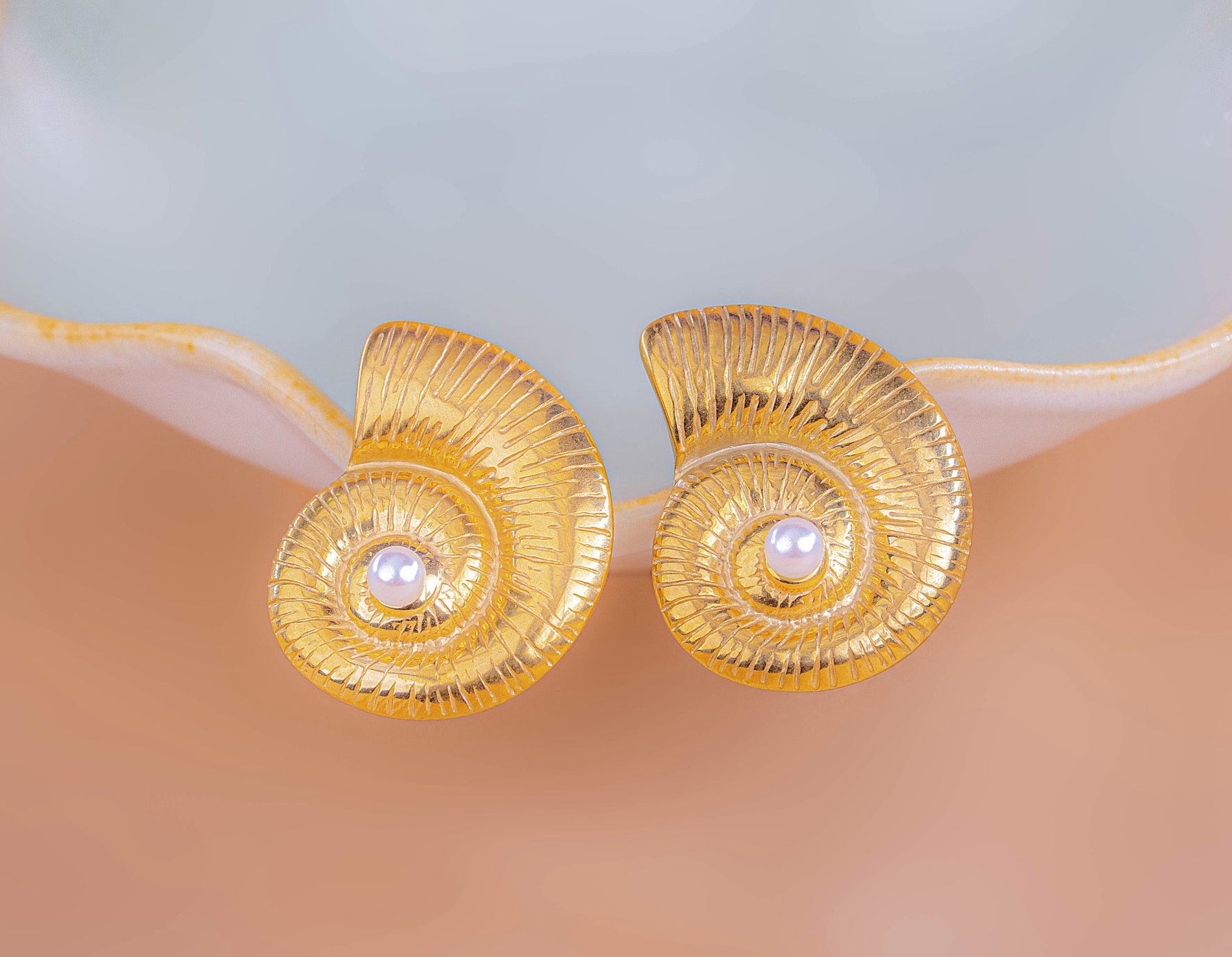 Aretes Caracola Dorados Ref:B766