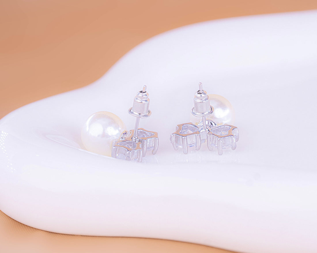 Aretes Perlas Moños Ref:B788