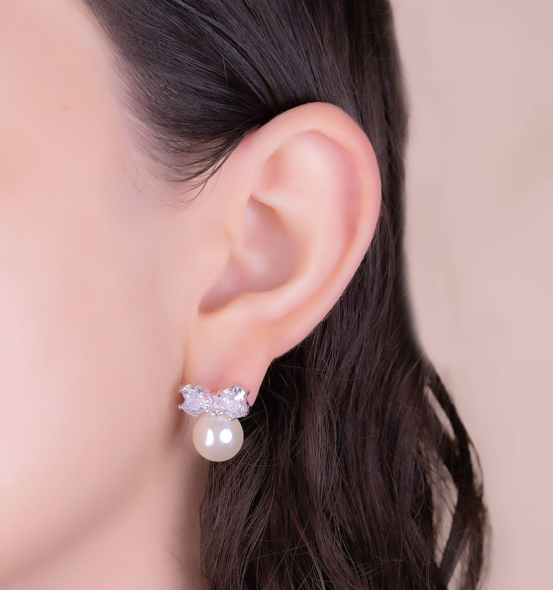Aretes Perlas Moños Ref:B788