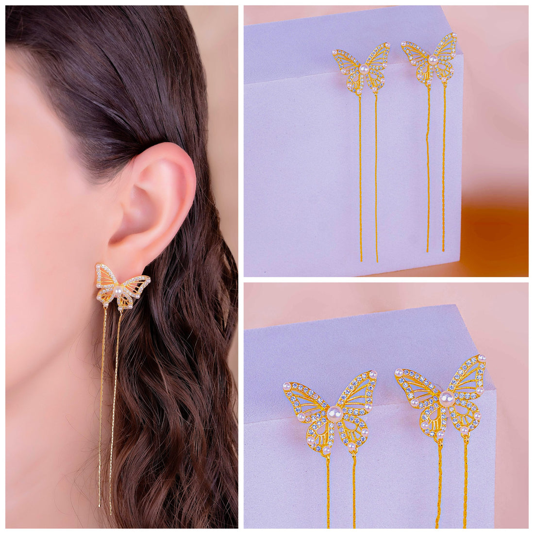 Aretes Mariposas Largos Ref:B554