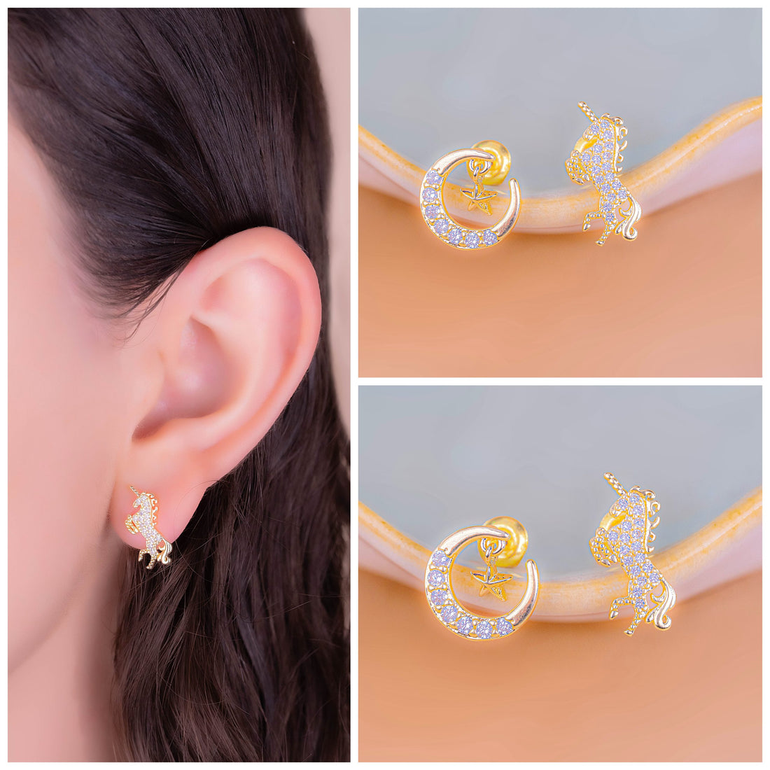 Topitos Luna Unicornio Dorados Ref:L755