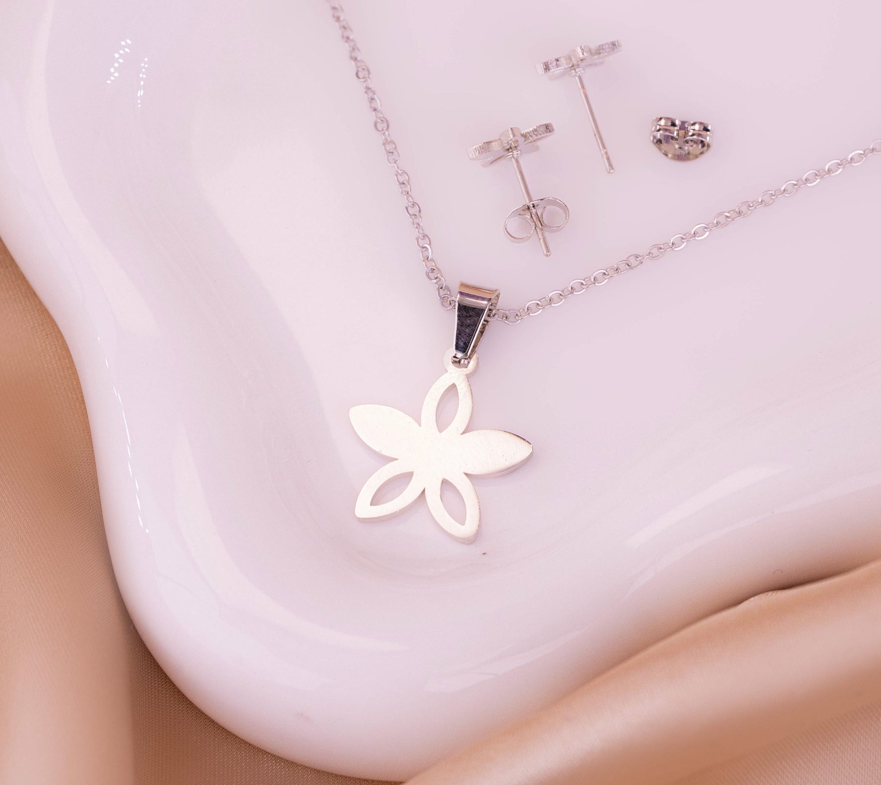 Juego Flor Plateado Ref: G092