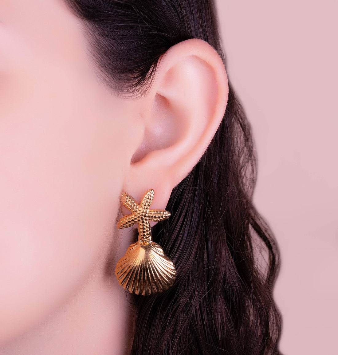 Aretes Conchas Estrellas Ref: B1224