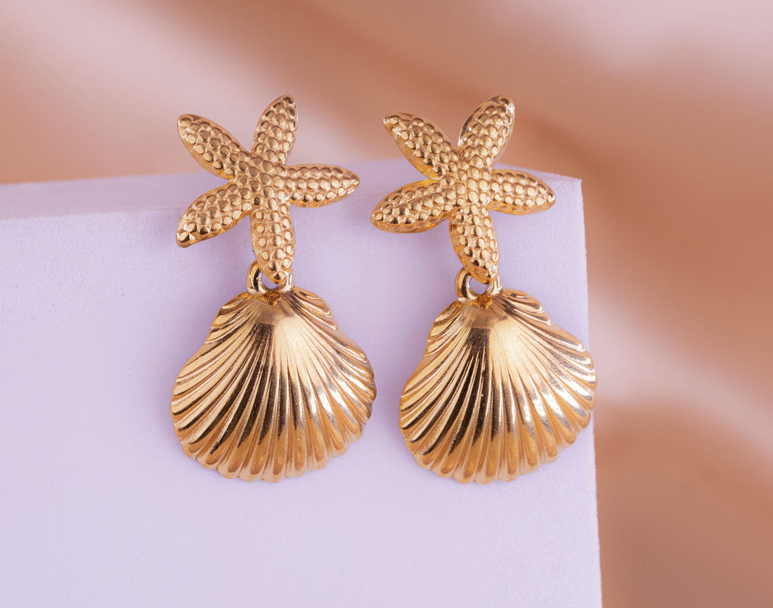 Aretes Conchas Estrellas Ref: B1224